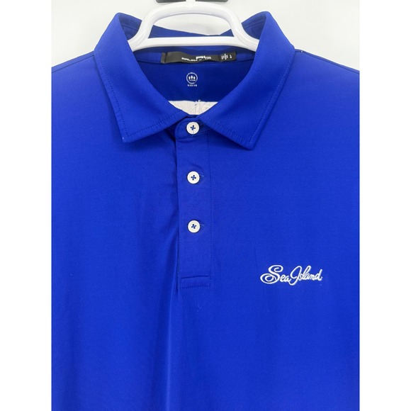RLX Ralph Lauren Golf Polo Shirt Mens Large Blue Sea Island Georgia Wickings - Picture 1 of 5